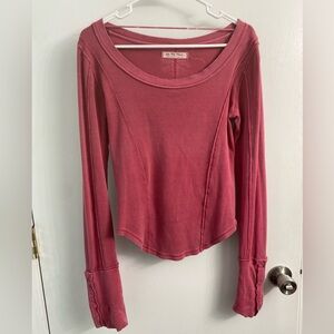 We The Free Long Sleeve Scoop Neck Tee in Dusty Rose